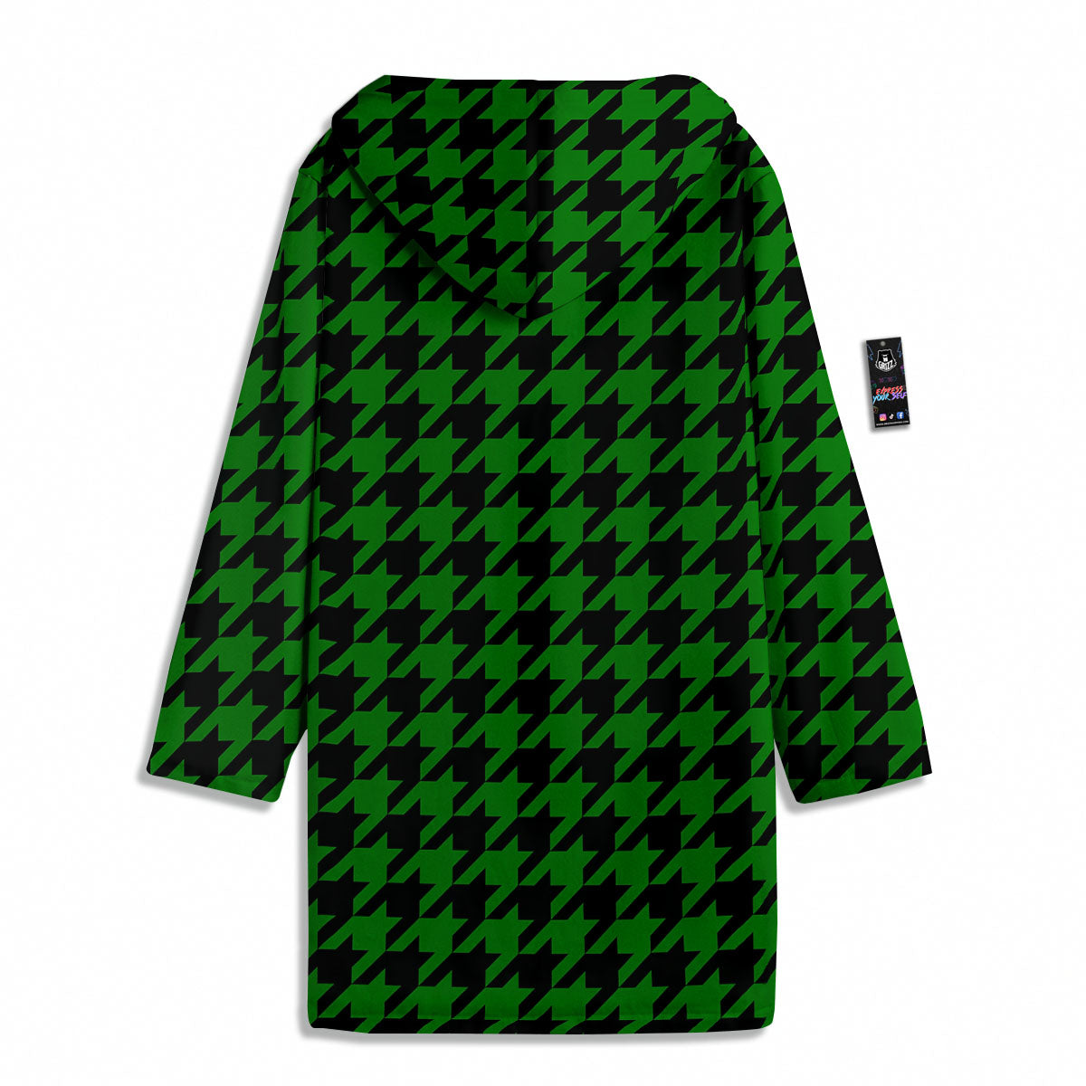 Black Green Jungle Houndstooth Print Men's Windbreaker Jacket-grizzshop