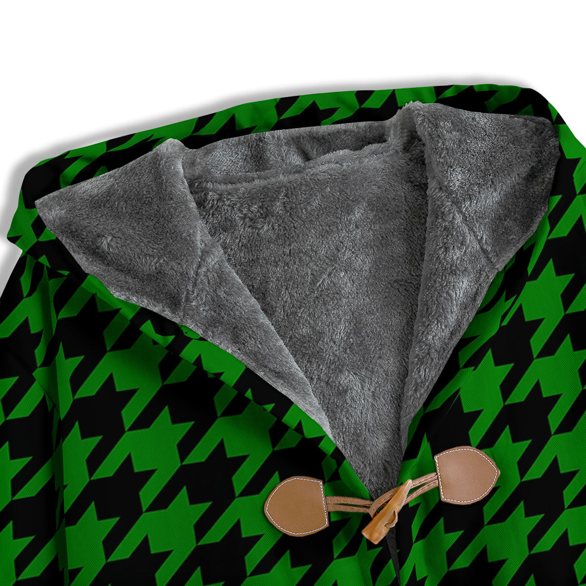 Black Green Jungle Houndstooth Print Men's Windbreaker Jacket-grizzshop