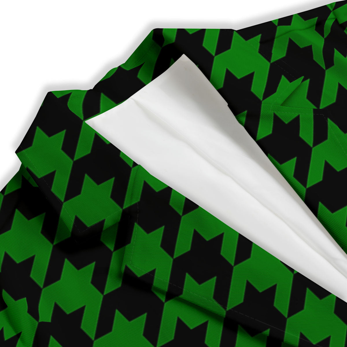 Black Green Jungle Houndstooth Print Women's Blazer-grizzshop