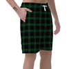 Black Green Plaid Tartan Men's Shorts-grizzshop