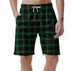 Black Green Plaid Tartan Men's Shorts-grizzshop