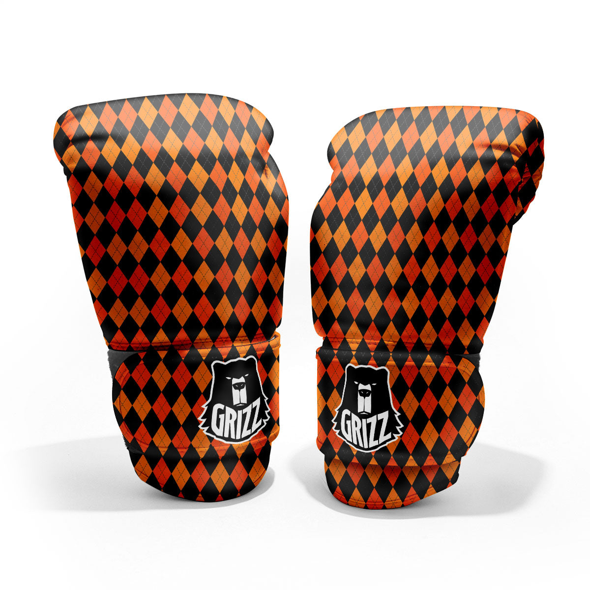 Black Halloween And Orange Argyle Print Pro Boxing Glove