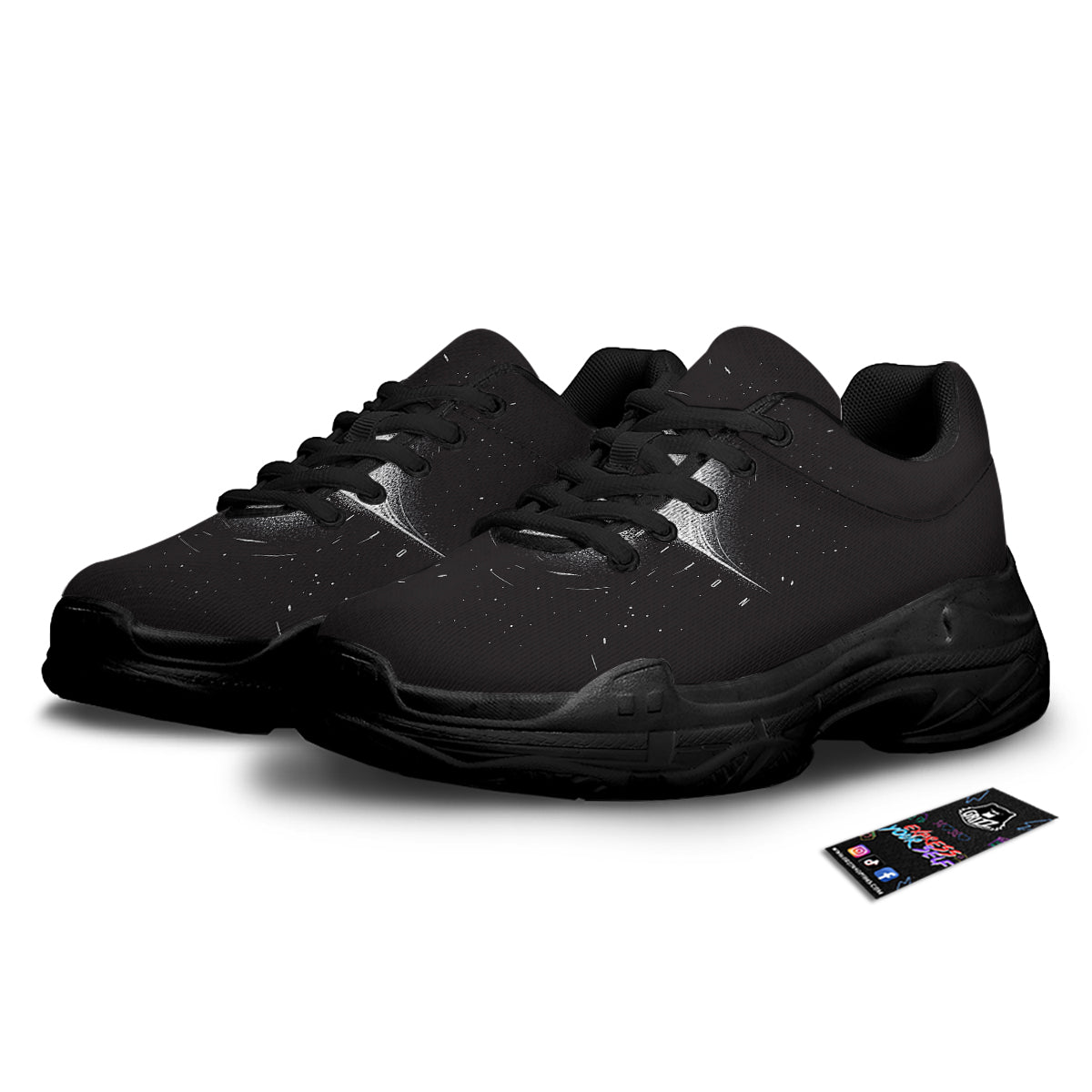 Black Hole Monochrome Print Black Chunky Shoes-grizzshop