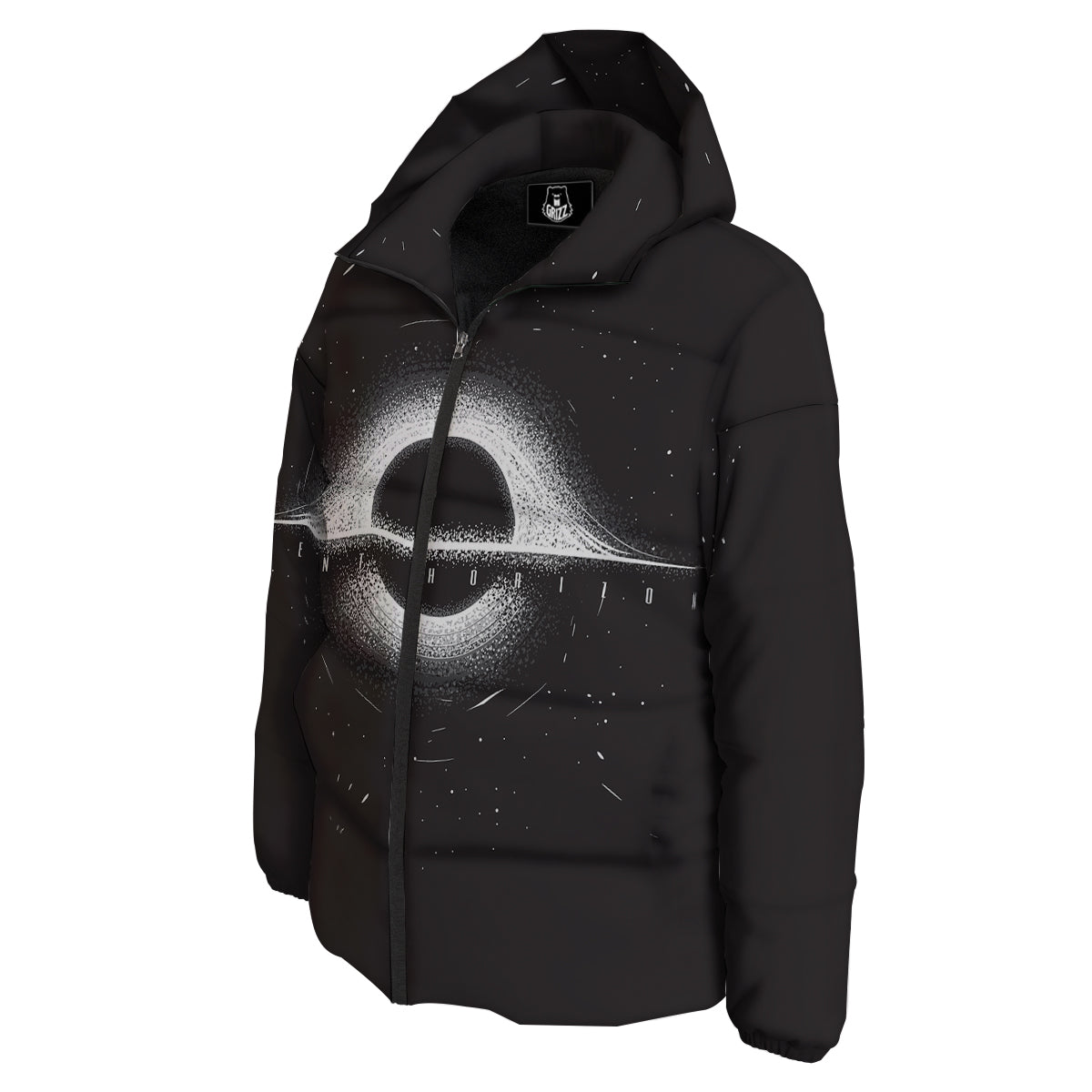 Black Hole Monochrome Print Down Jacket-grizzshop