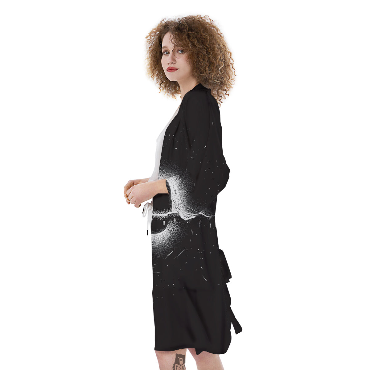 Black Hole Monochrome Print Kimono-grizzshop