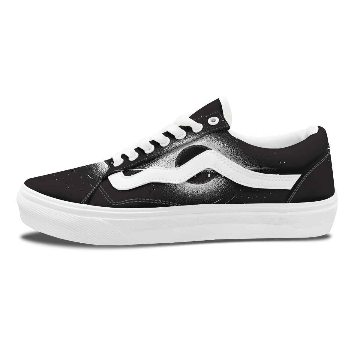 Black Hole Monochrome Print Skate Shoes-grizzshop