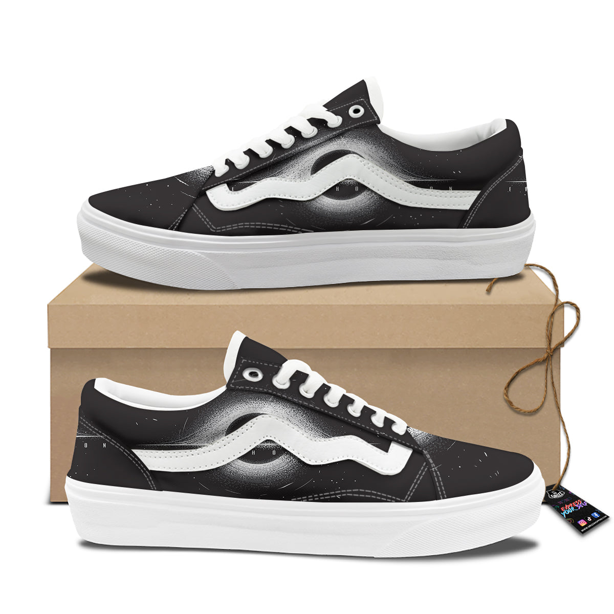 Black Hole Monochrome Print Skate Shoes-grizzshop