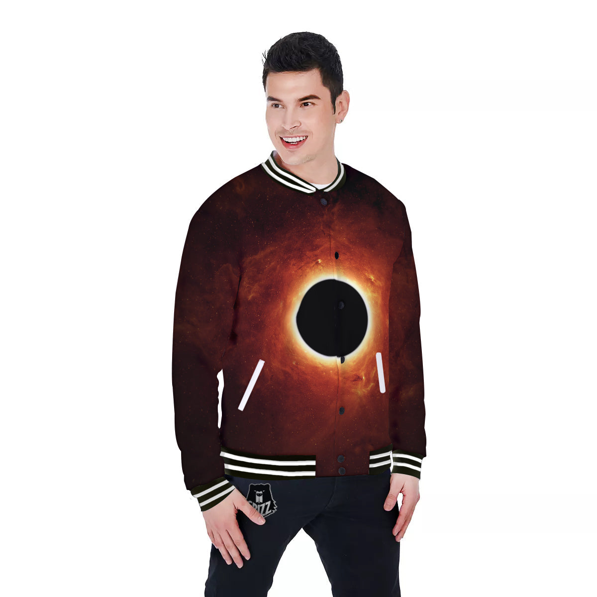 Black Hole Scientific Print Baseball Jacket-grizzshop
