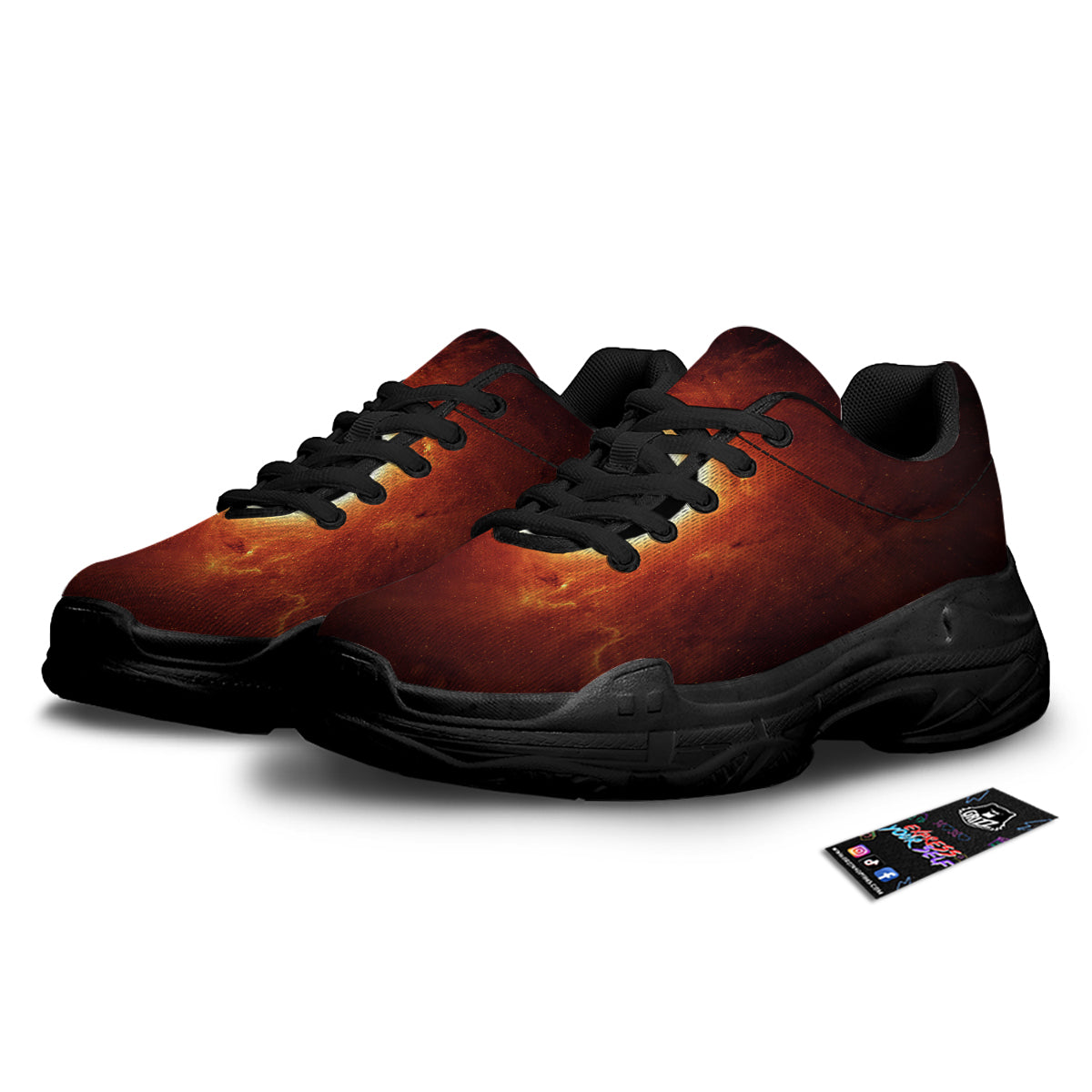 Black Hole Scientific Print Black Chunky Shoes-grizzshop