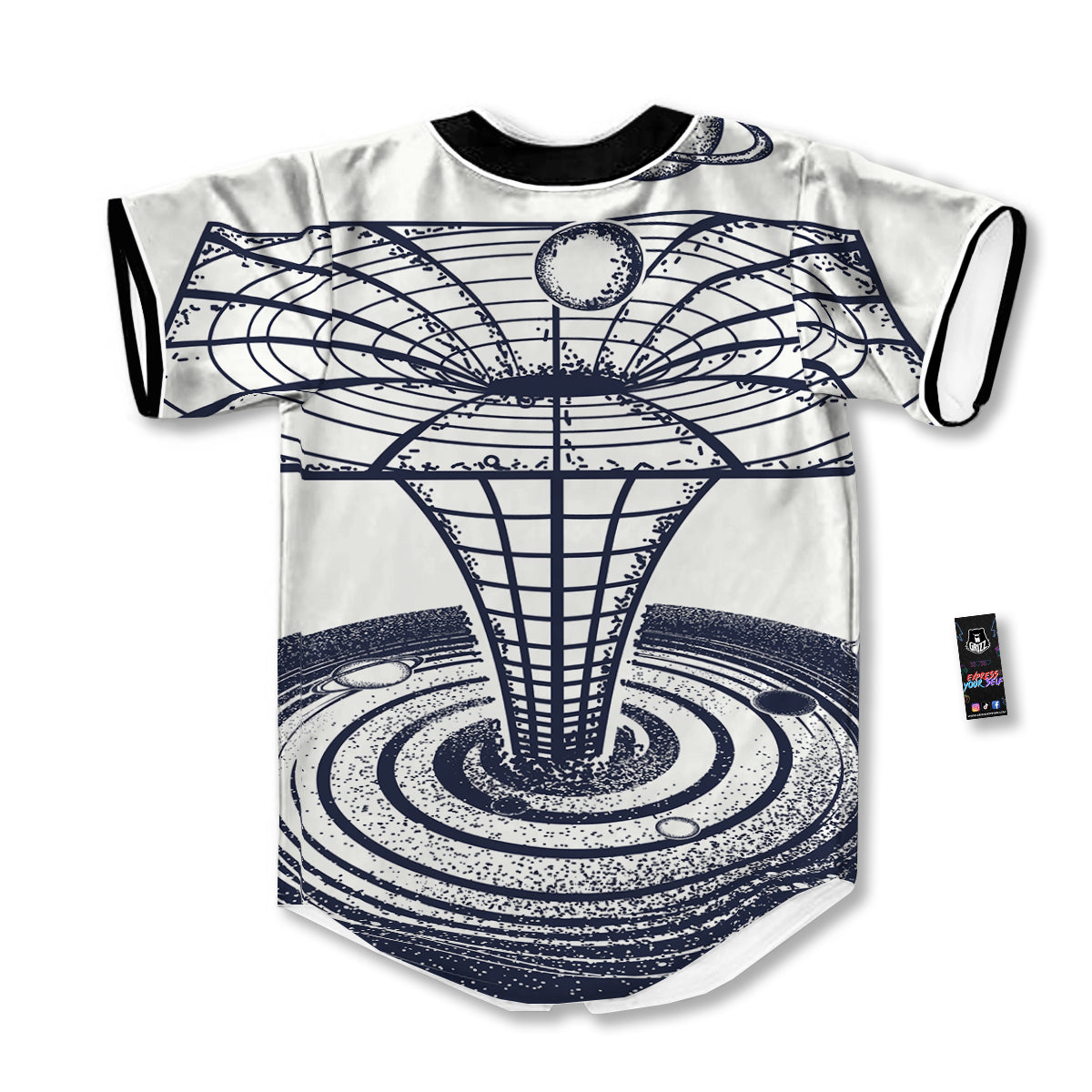Black Hole Tattoo Print Baseball Jersey-grizzshop