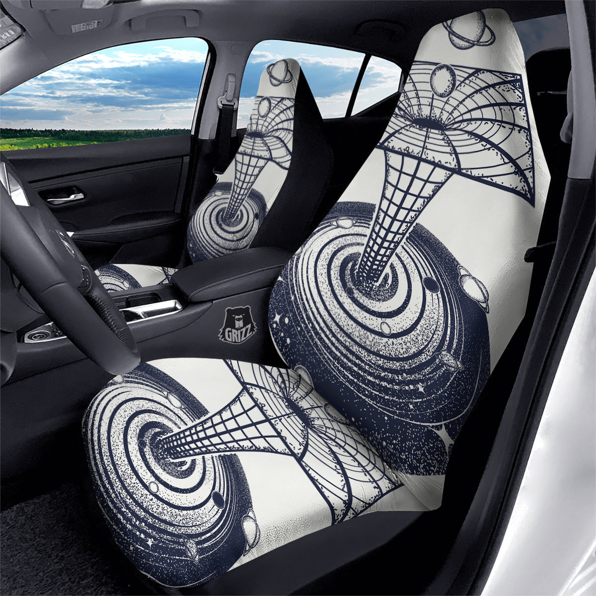 Black Hole Tattoo Print Car Seat Covers-grizzshop