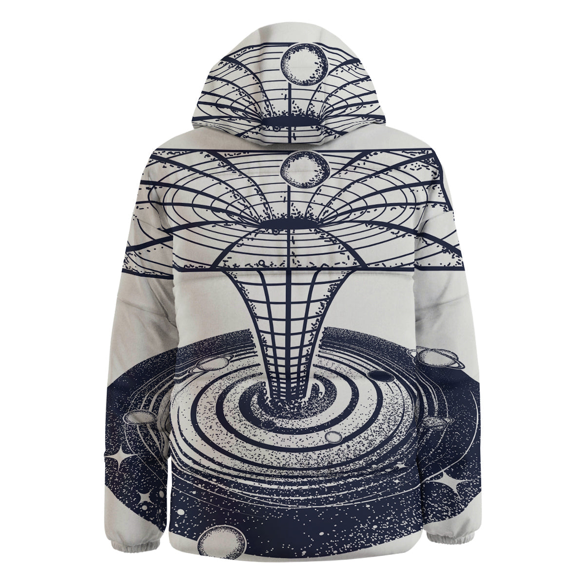 Black Hole Tattoo Print Down Jacket-grizzshop