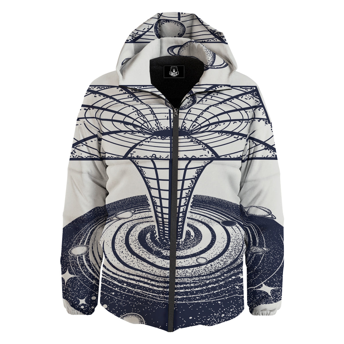 Black Hole Tattoo Print Down Jacket-grizzshop