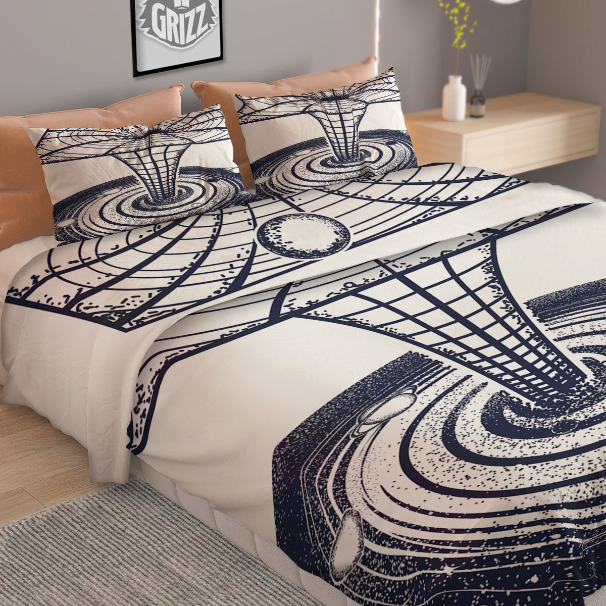 Black Hole Tattoo Print Duvet Cover Bedding Set
