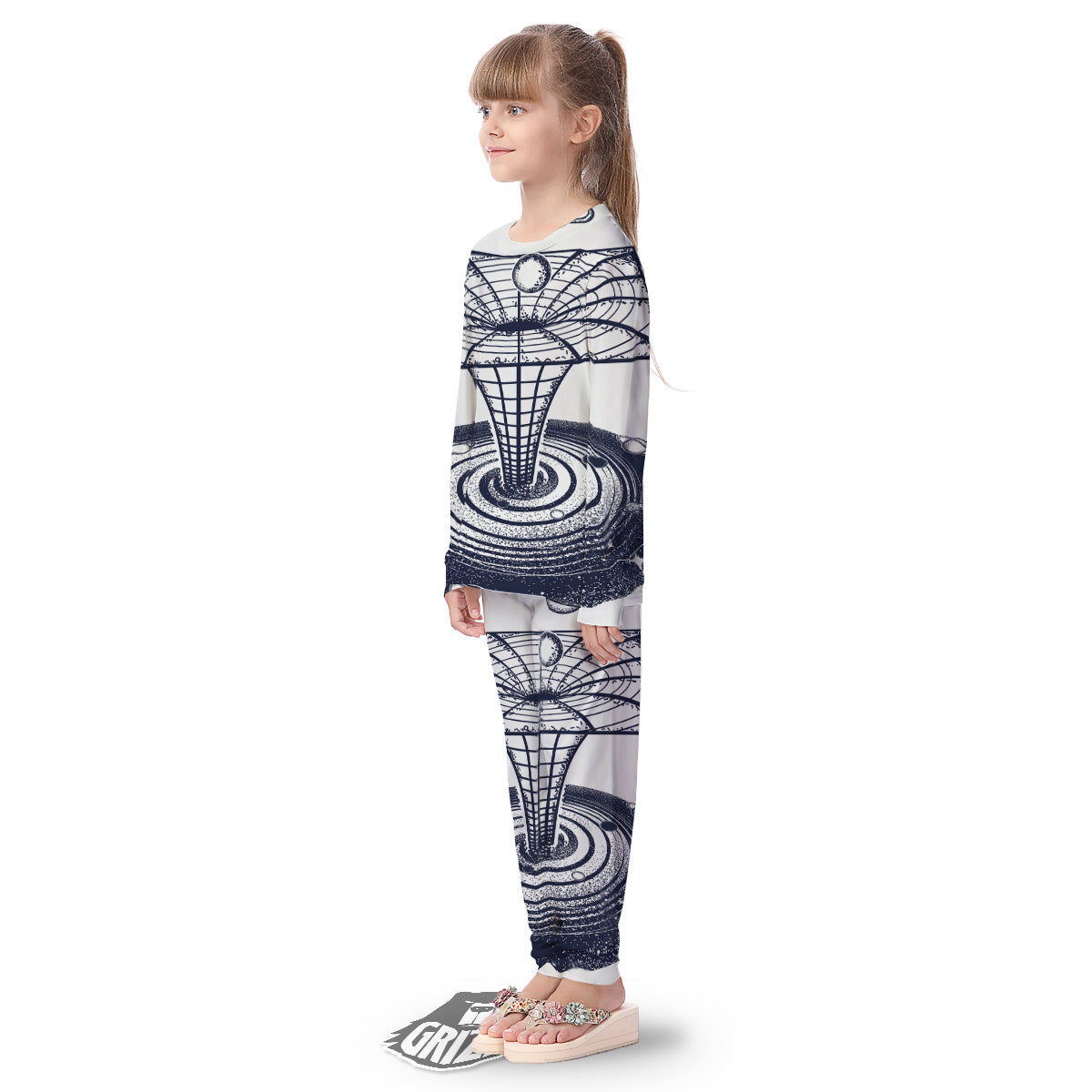 Black Hole Tattoo Print Kid's Pajamas-grizzshop