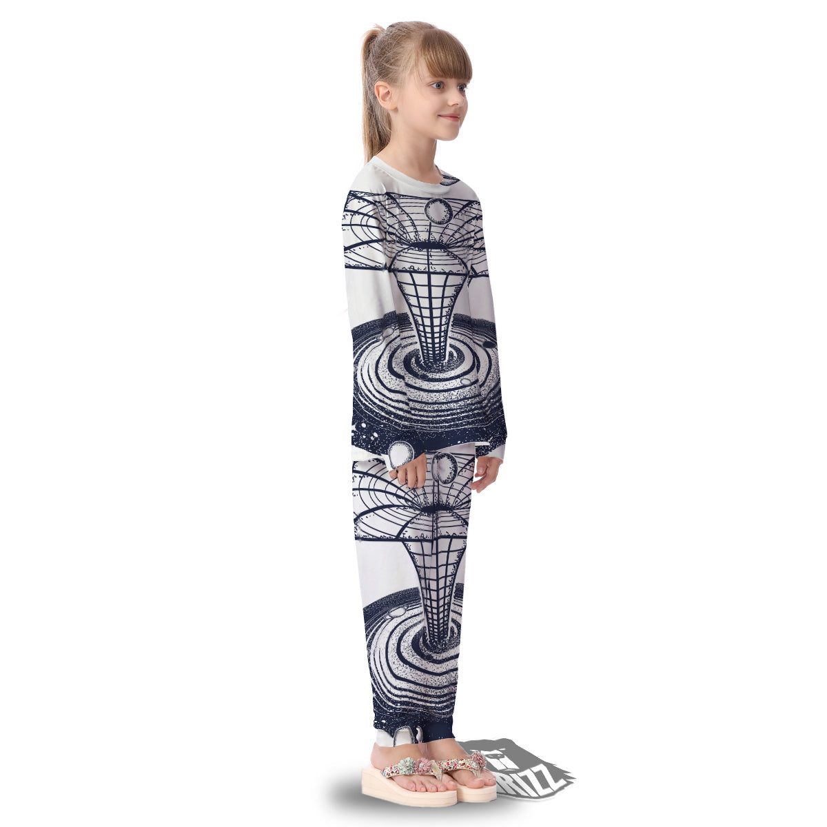 Black Hole Tattoo Print Kid's Pajamas-grizzshop