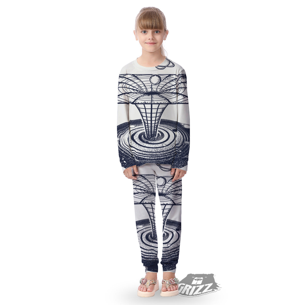 Black Hole Tattoo Print Kid's Pajamas-grizzshop