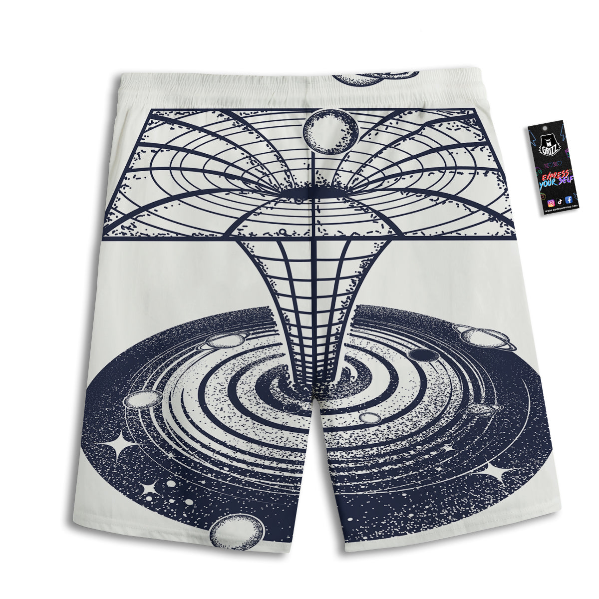 Black Hole Tattoo Print Men's Athletic Shorts