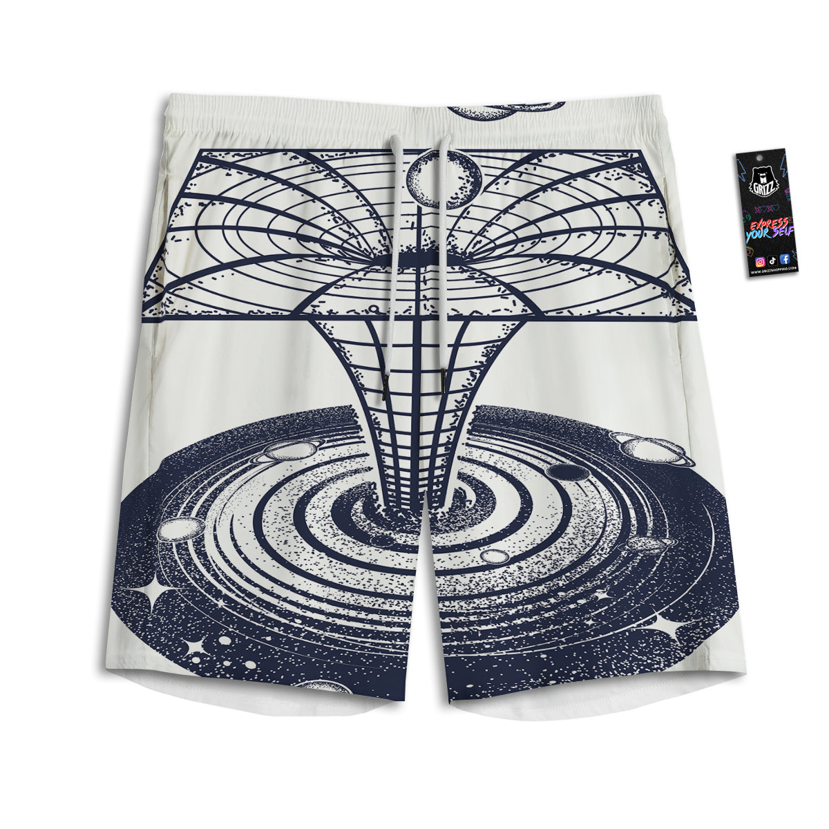 Black Hole Tattoo Print Men's Athletic Shorts