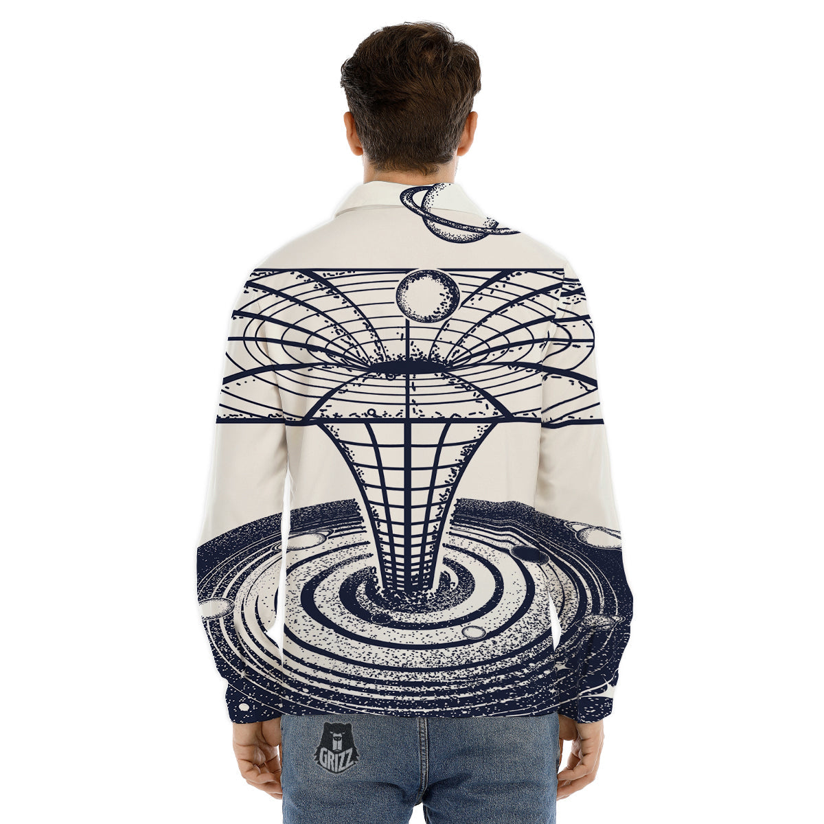 Black Hole Tattoo Print Men's Dress Shirts-grizzshop