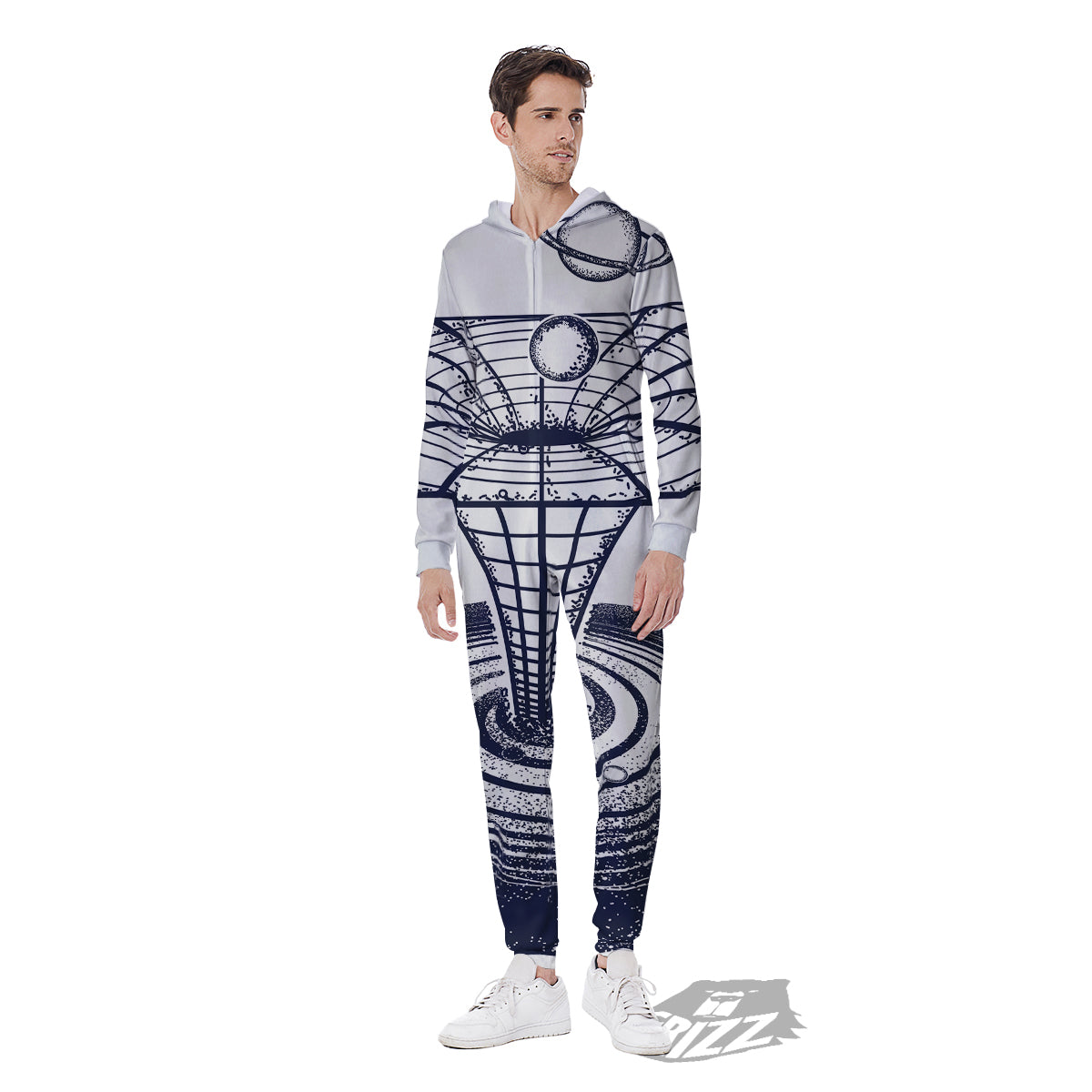 Black Hole Tattoo Print Men's Jumpsuit-grizzshop
