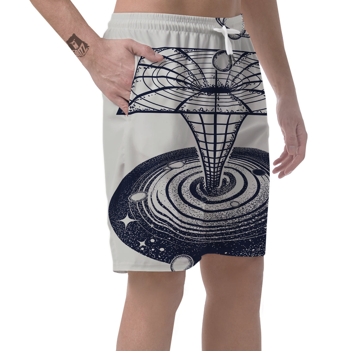 Black Hole Tattoo Print Men's Shorts-grizzshop
