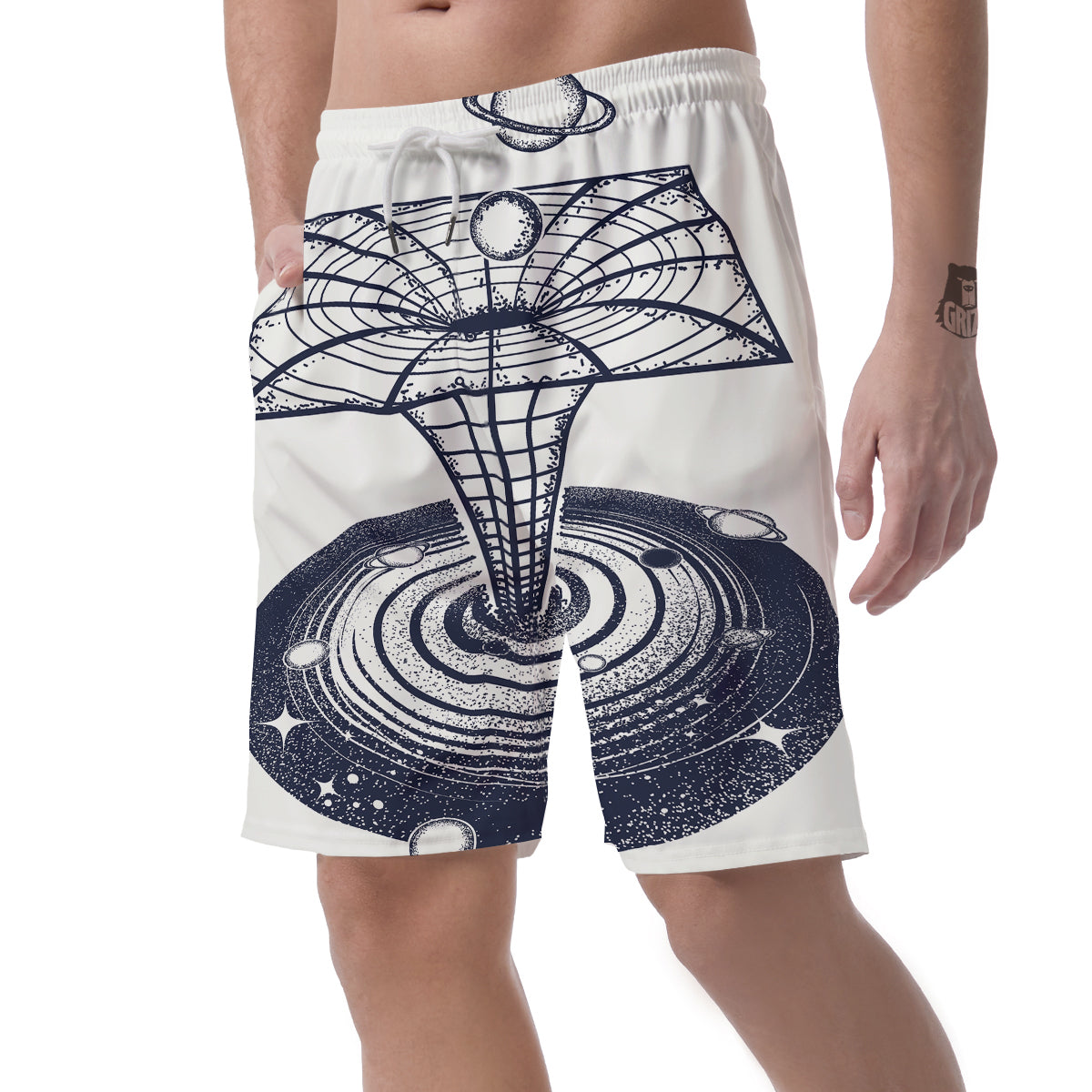 Black Hole Tattoo Print Men's Shorts-grizzshop