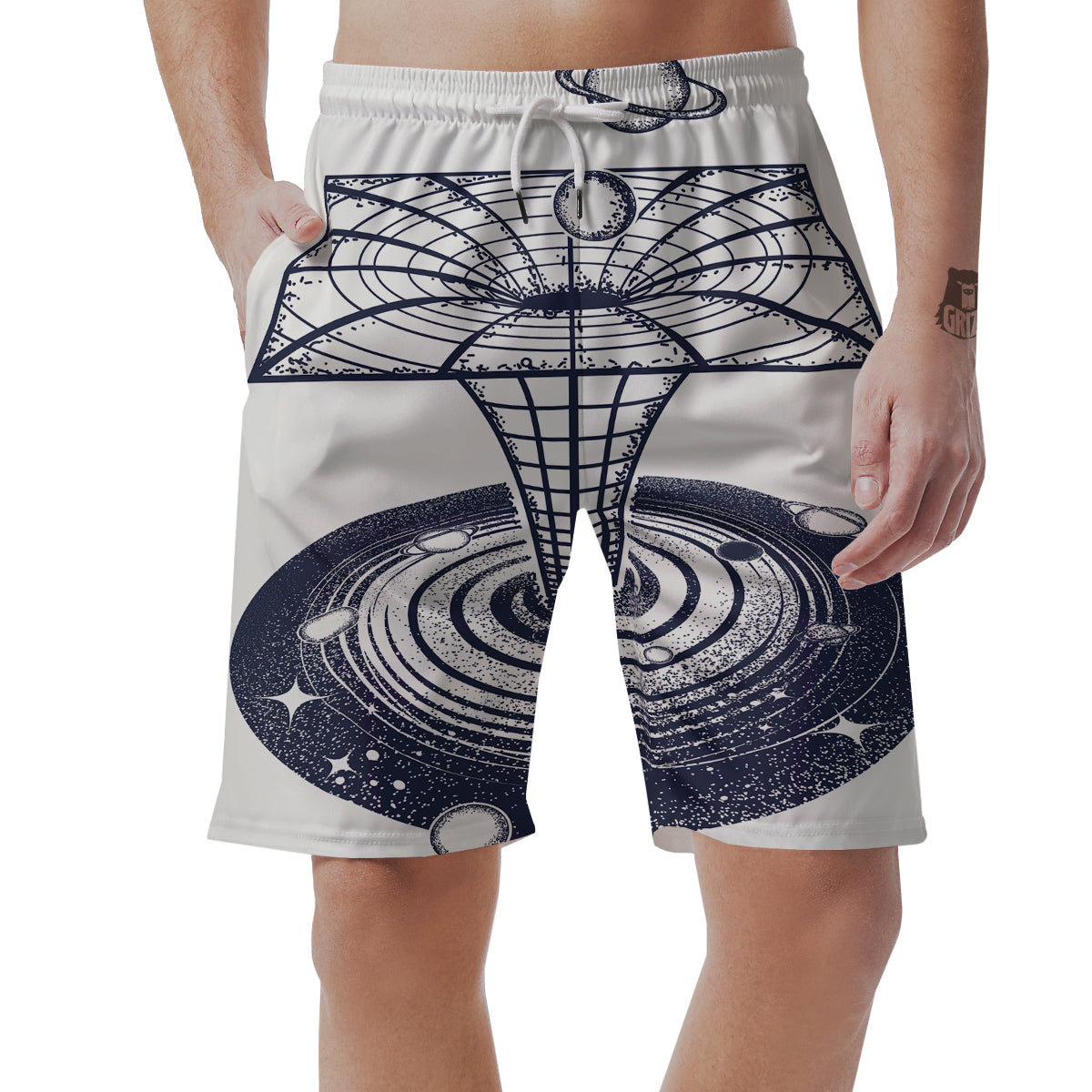 Black Hole Tattoo Print Men's Shorts-grizzshop