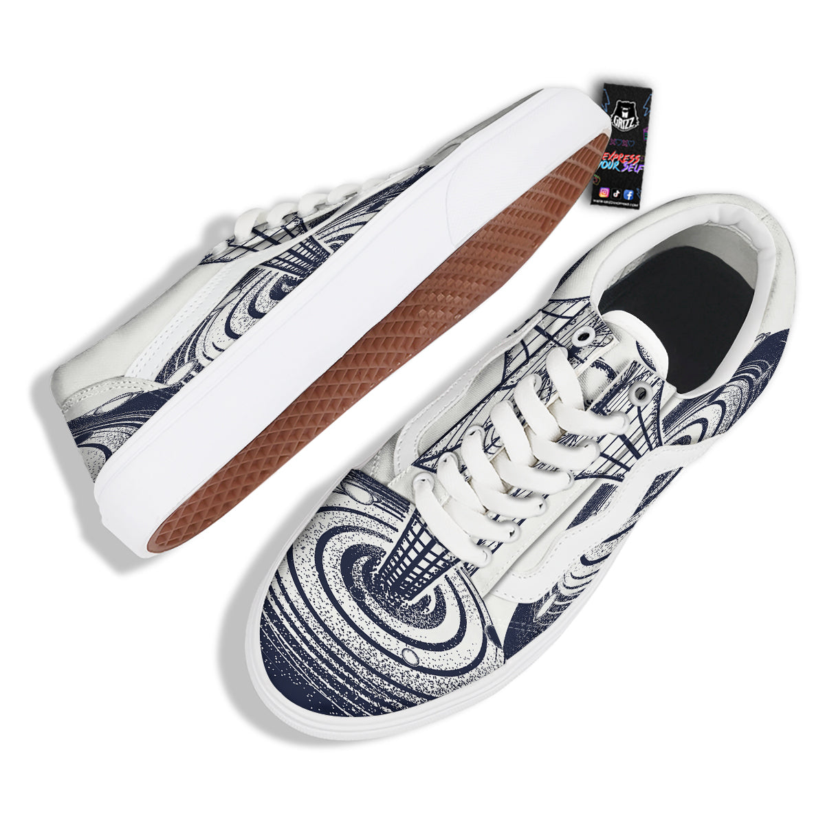 Black Hole Tattoo Print Skate Shoes-grizzshop