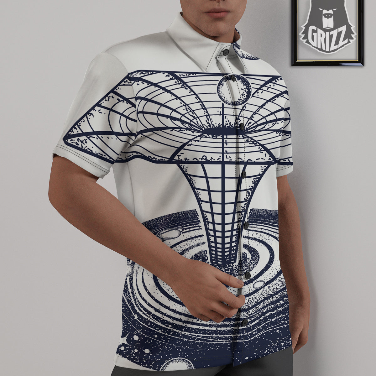 Black Hole Tattoo Print Untucked Shirts-grizzshop