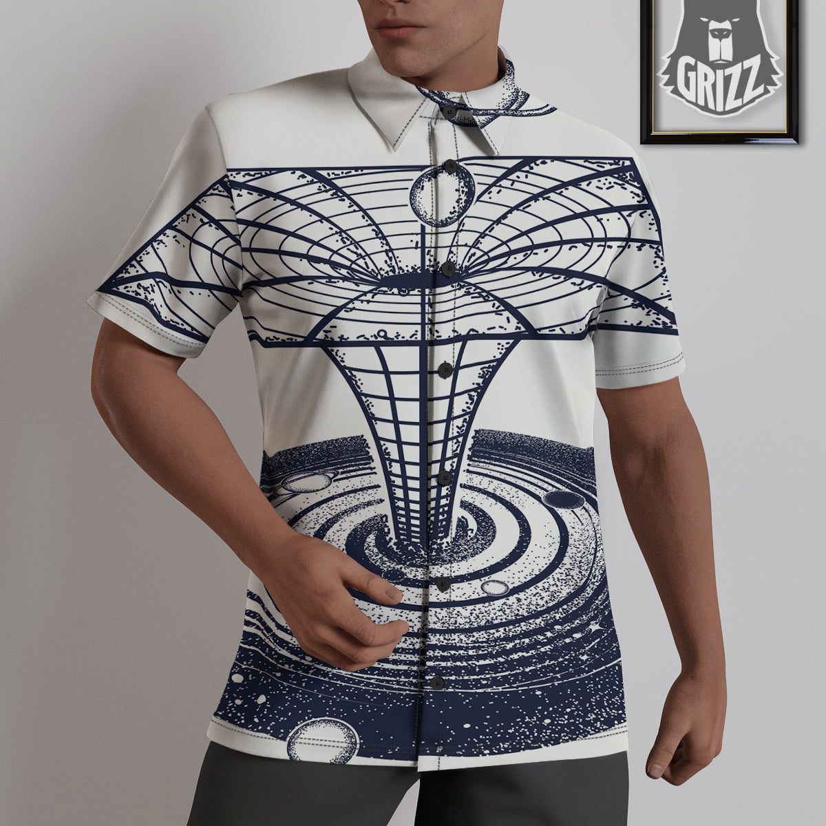 Black Hole Tattoo Print Untucked Shirts-grizzshop