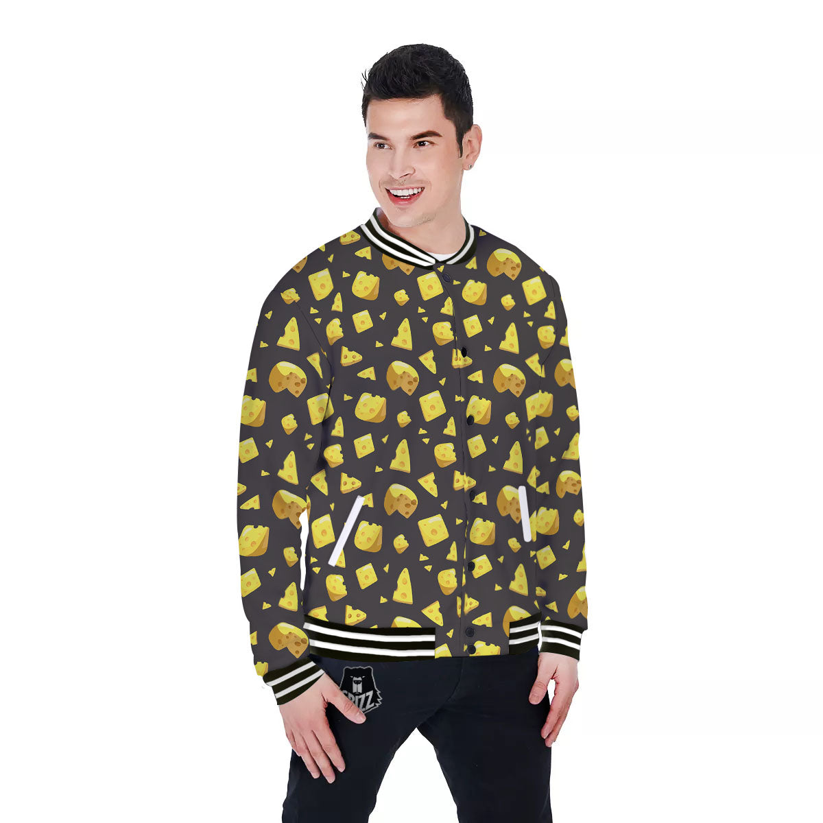 Black Holes And Cheese Print Pattern Baseball Jacket-grizzshop