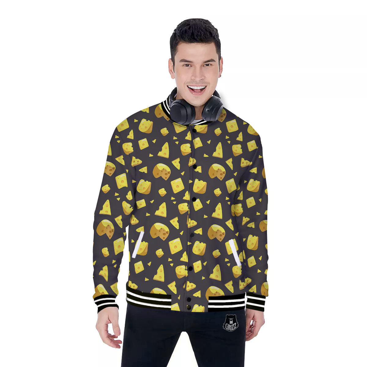 Black Holes And Cheese Print Pattern Baseball Jacket-grizzshop