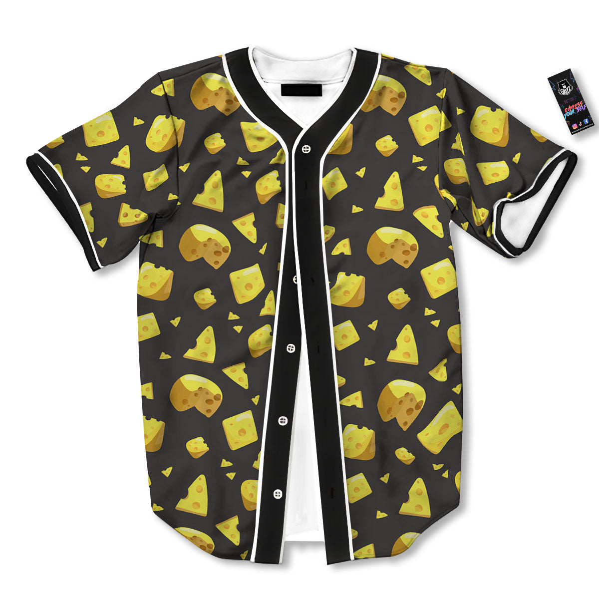 Black Holes And Cheese Print Pattern Baseball Jersey-grizzshop