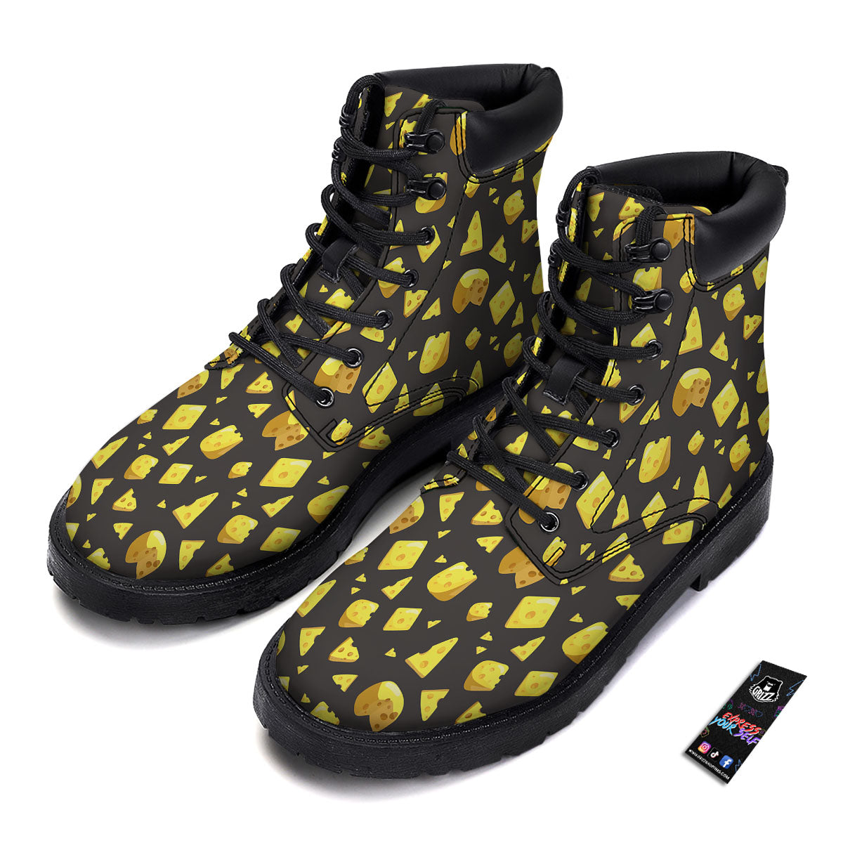 Black Holes And Cheese Print Pattern Boots-grizzshop