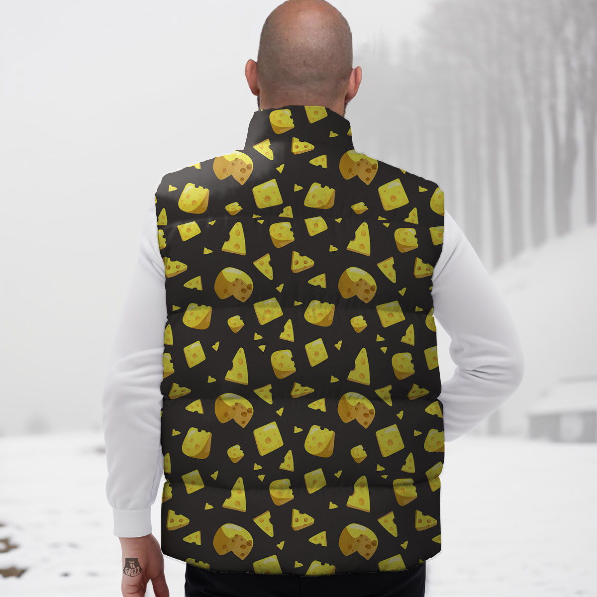 Black Holes And Cheese Print Pattern Down Vest