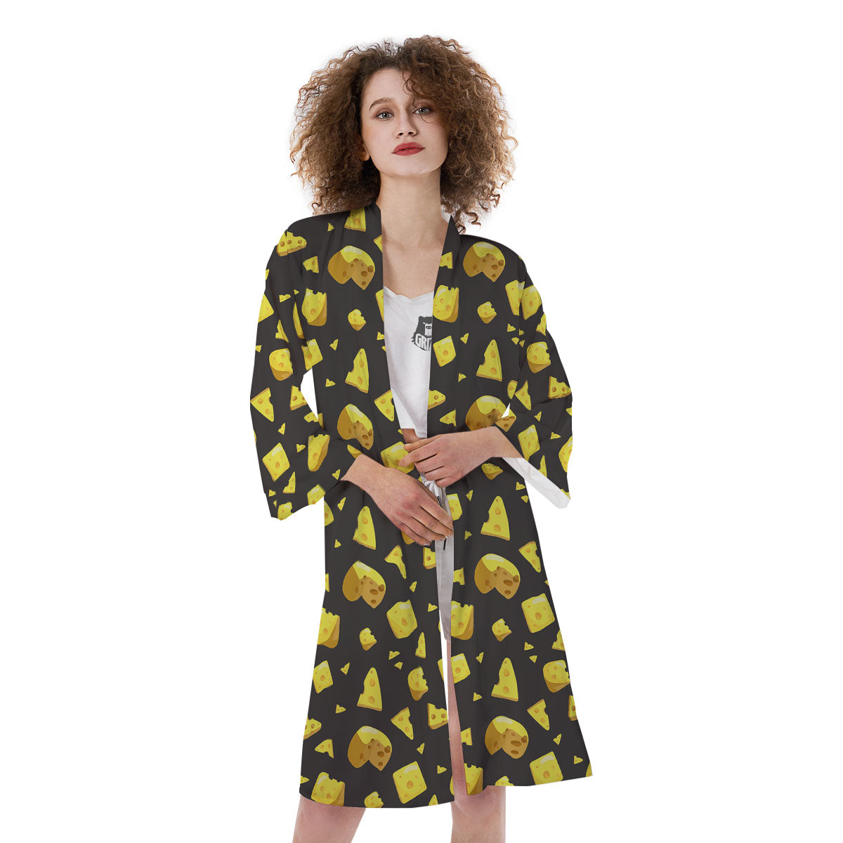 Black Holes And Cheese Print Pattern Kimono-grizzshop