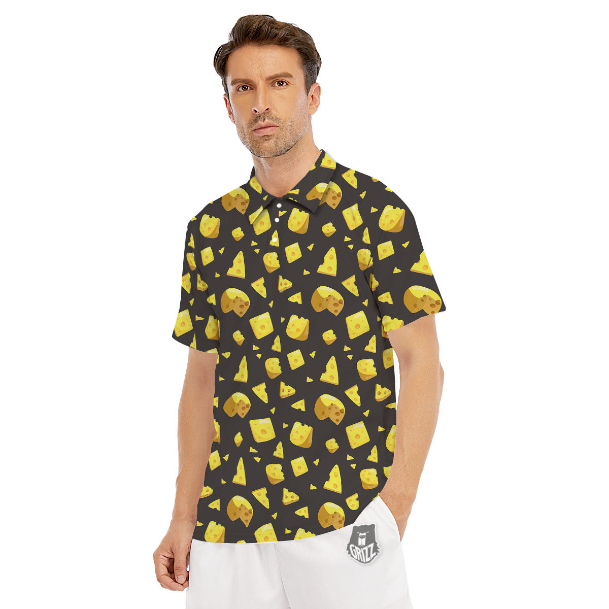 Black Holes And Cheese Print Pattern Men's Golf Shirts-grizzshop