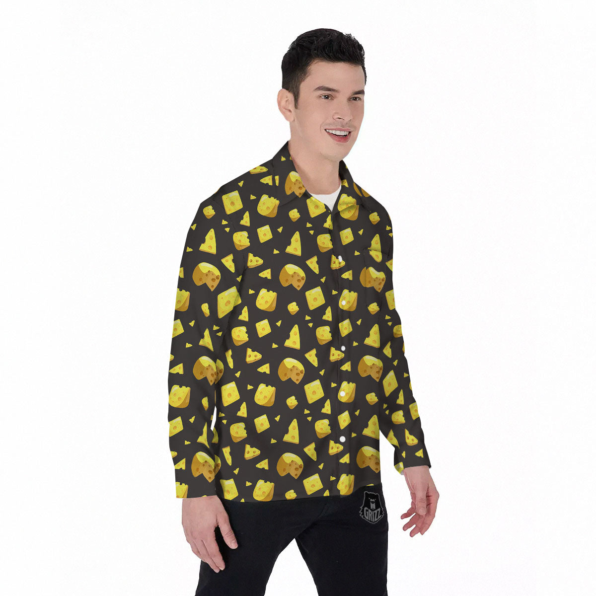Black Holes And Cheese Print Pattern Men's Long Sleeve Shirts-grizzshop