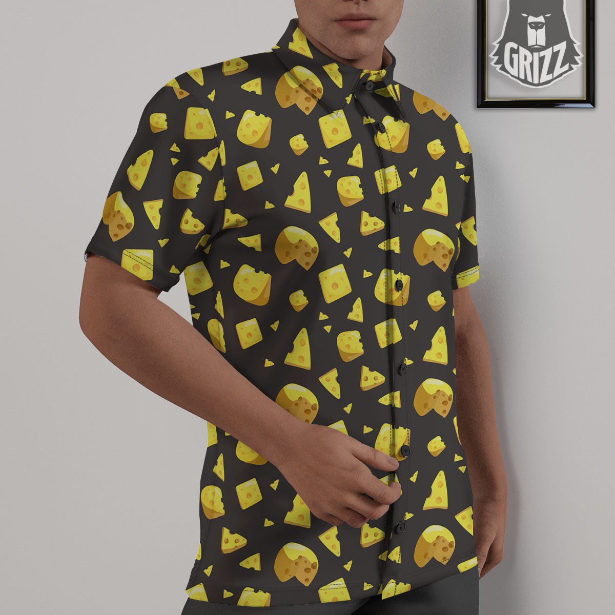 Black Holes And Cheese Print Pattern Untucked Shirts-grizzshop