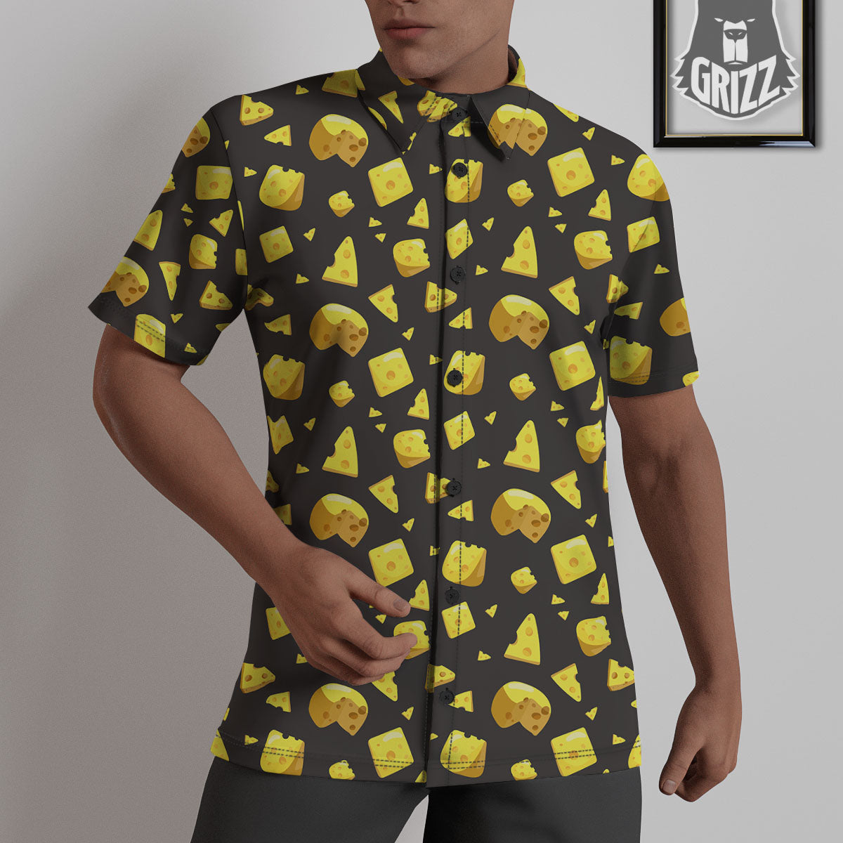 Black Holes And Cheese Print Pattern Untucked Shirts-grizzshop