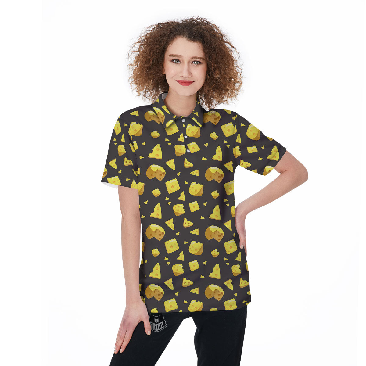 Black Holes And Cheese Print Pattern Women's Golf Shirts-grizzshop
