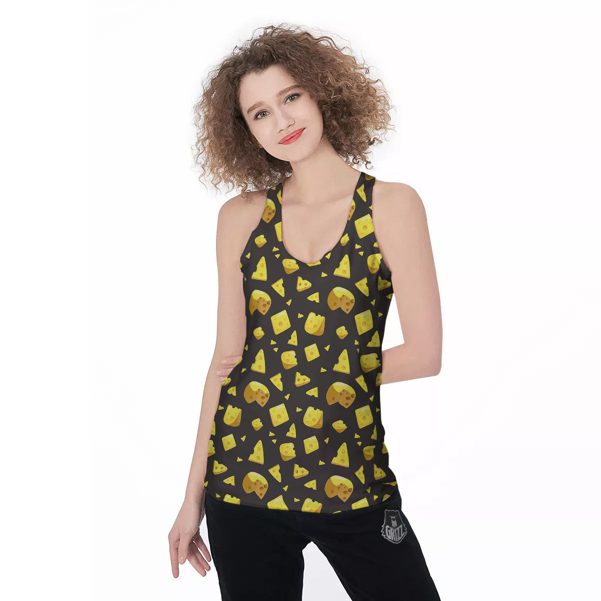 Black Holes And Cheese Print Pattern Women's Racerback Tank Top-grizzshop