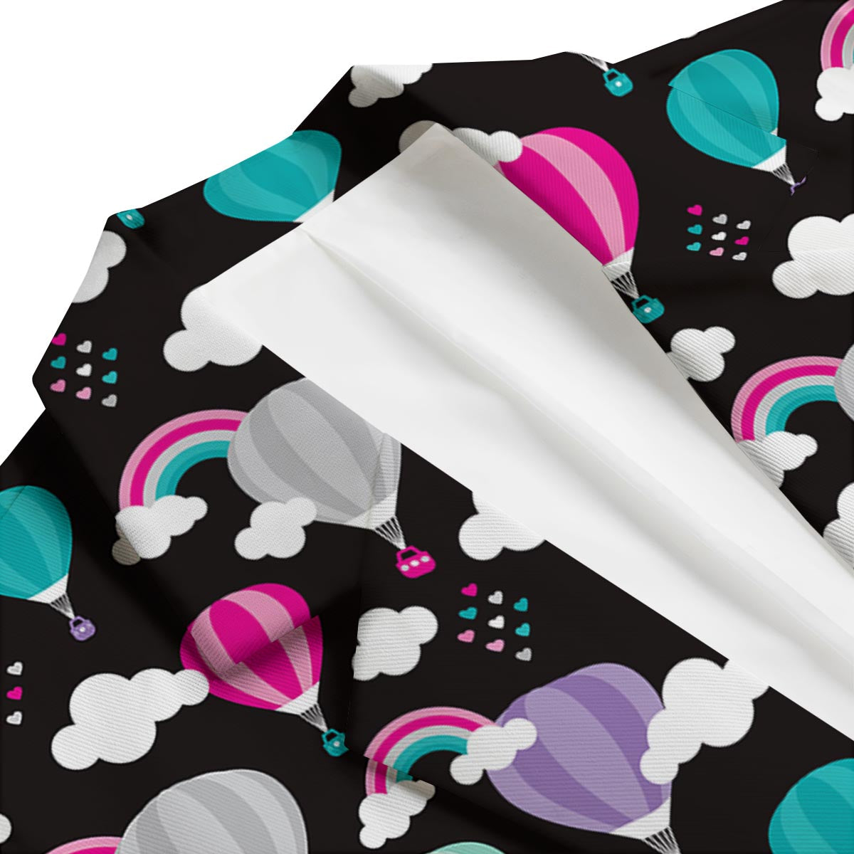 Black Hot Air Balloon Pattern Print Men's Blazer-grizzshop