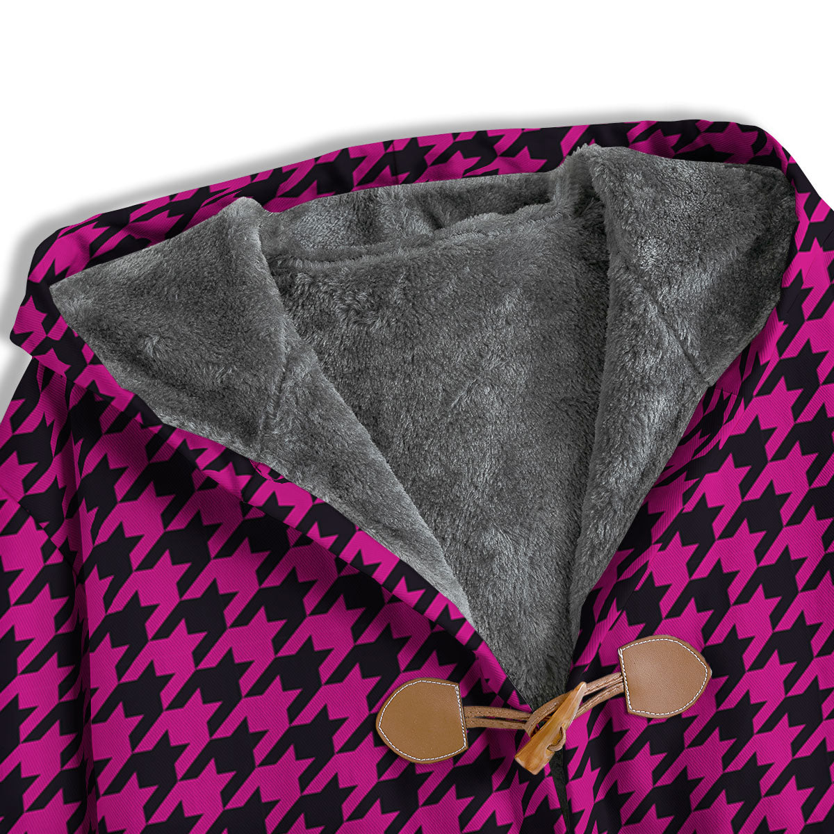 Black Houndstooth And Hot Pink Print Men's Windbreaker Jacket-grizzshop
