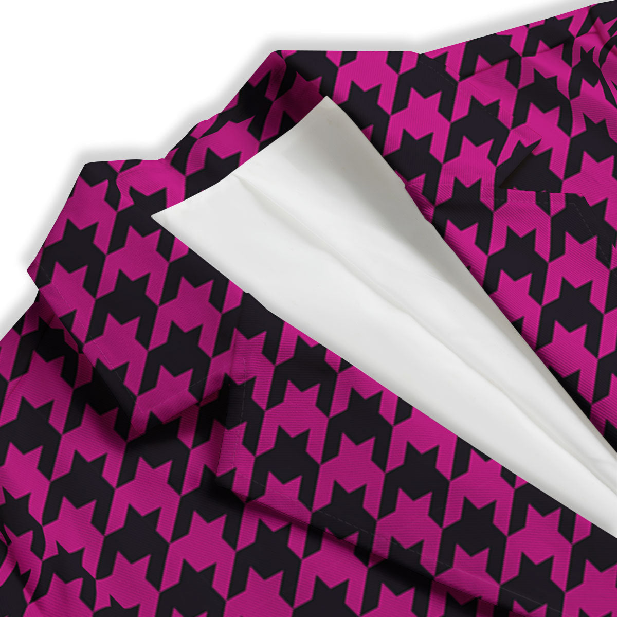 Black Houndstooth And Hot Pink Print Women's Blazer-grizzshop