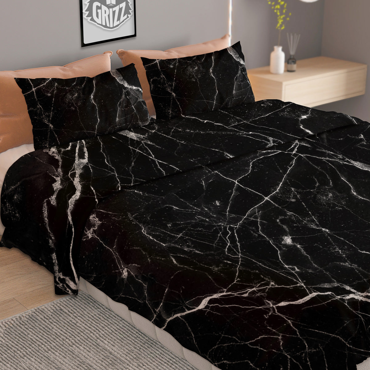 Black Cat Halloween Print Pattern Duvet Cover Bedding Set