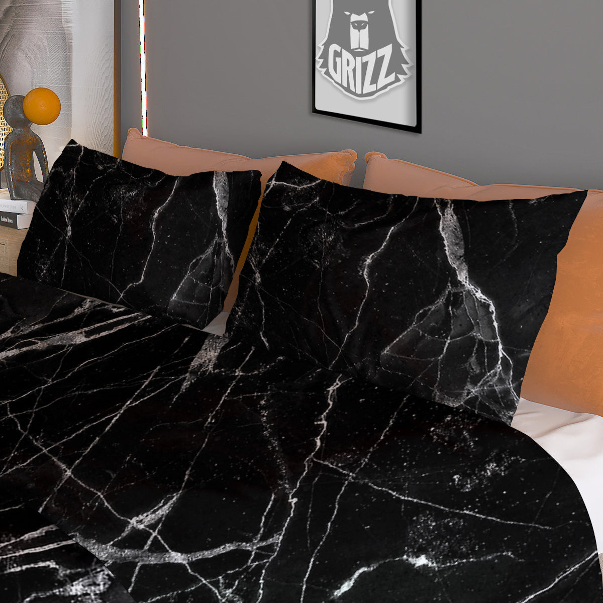 Black Cat Halloween Print Pattern Duvet Cover Bedding Set