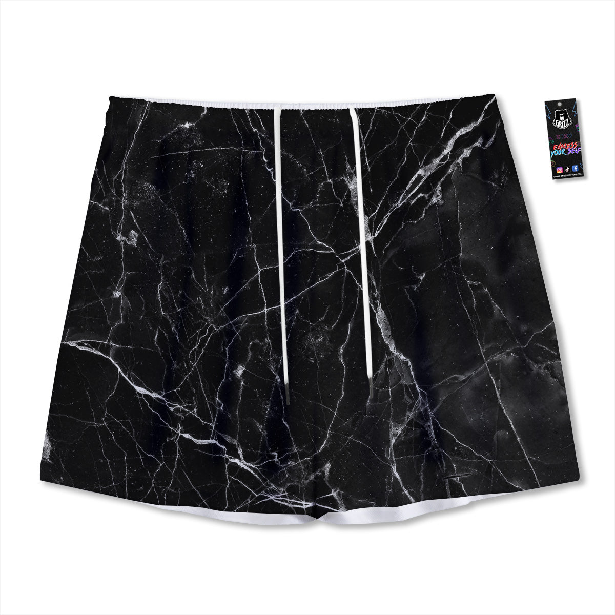 Black Cat Halloween Print Pattern Mesh Shorts