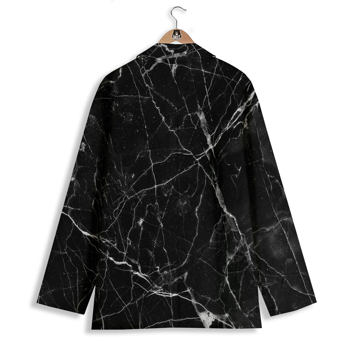 Black Marble White Grunge Print Women's Blazer-grizzshop